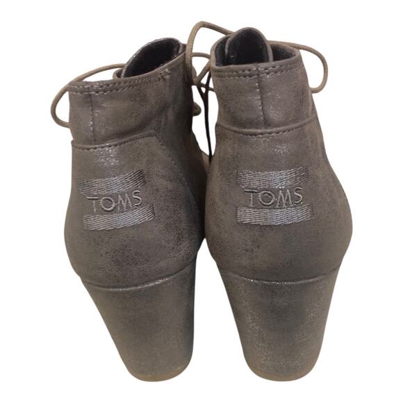 Toms‎ Kala Metallic Taupe Lace Up Chukka Wedge Booties Size 10 - Picture 5 of 9